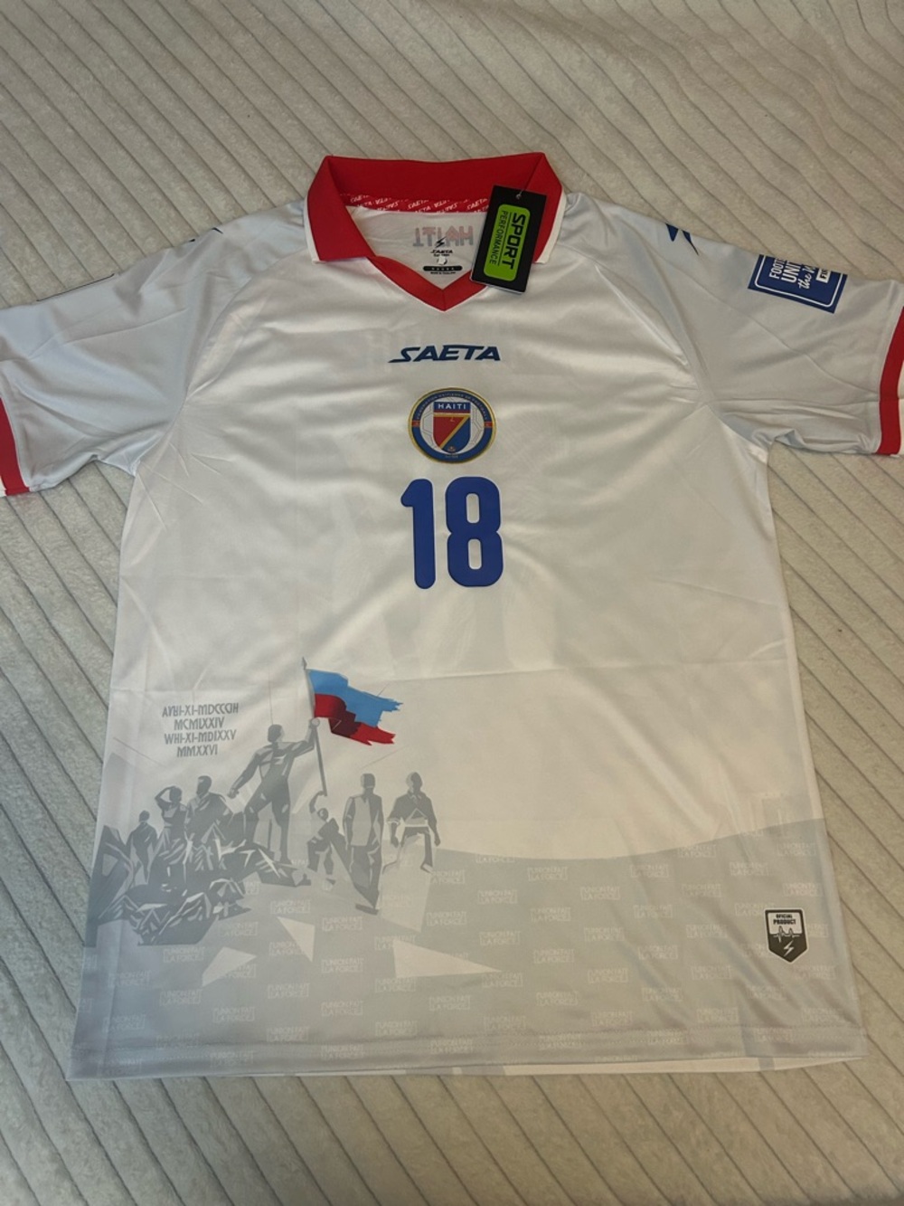 Men's White and Red Football Jersey - Number 18